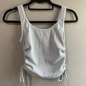Ribbed ruched sides light blue tank top. Size Small